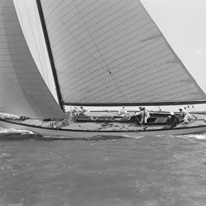 Unknown yacht sailing close-hauled. Creator: Kirk & Sons of Cowes