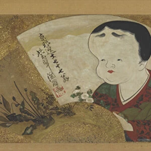 Uzume (Okame) and flowers, 18th-19th century. Creator: Ogata Kenzan