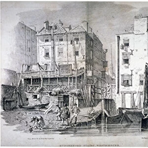 View of Hungerford Stairs, near the market, Westminster, London, 1822