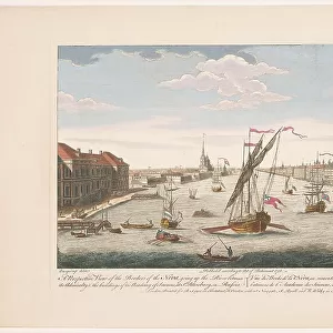 View of the Neva River in Saint Petersburg, viewed against the current, 1756. Creators: Robert Sayer, Robert Watts
