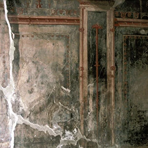 Wall decoration in a house in the Roman town of Herculaneum, Italy