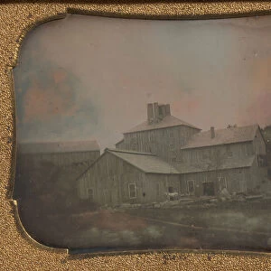 Mill or Warehouse with Vertical Clapboard Siding, 1850s. Creator: Unknown