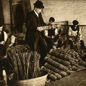 Weaving baskets for artillery shells, Nottingham, First World War, 1914-1918, (1933)