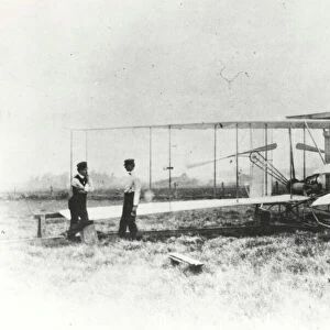 Wilbur and Orville Wright with Flyer II at Huffman Prairie, Dayton, Ohio, USA, May 1