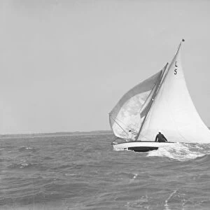 Windy conditions for the 6 Metre yacht Snowdrop, 1911. Creator: Kirk & Sons of Cowes