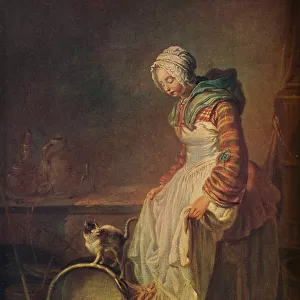 Woman with Kitten, 18th century. Artist: Jean-Simeon Chardin