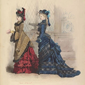 Two Women in Day Dresses, 1875. Creator: Jules David