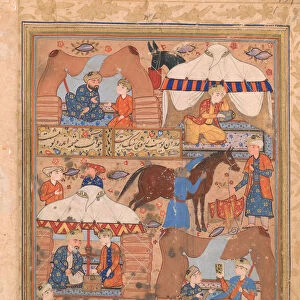 Yusuf is Drawn Up from the Well, Folio from a Yusuf and Zulaikha of Jami