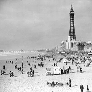 Pleasure beach and tower at Blackpool, Lancashire April 1950