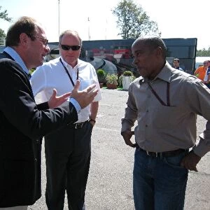 Formula One World Championship: Marco Piccinini Vice President of the FIA talks with Alan Donnelly FIA and Anthony Hamilton