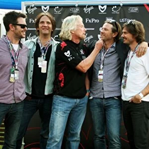 Formula One World Championship: Sir Richard Branson Virgin Group Owner with rock group Powderfinger
