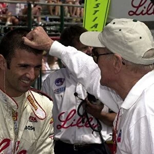 Paul Newman and Christian Fittipaldi prior to second round qualifying for the Molson Indy Vancouver. Concord Pacific Place, Vancouver, B. C. Can. 27 July, 2002