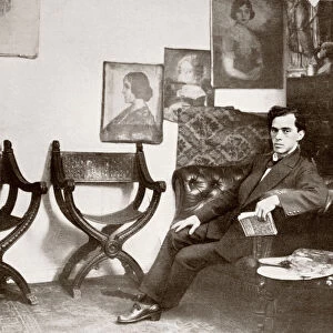 Anselmo Miguel Nieto, 1881 - 1964. Spanish Artist. Here Seen Sitting In His Studio. From La Esfera, 1914