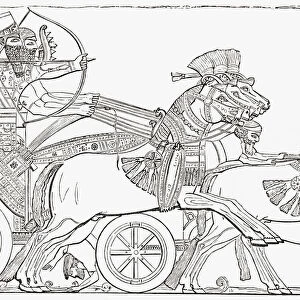 Assyrian War Chariot. From The Imperial Bible Dictionary, Published 1889