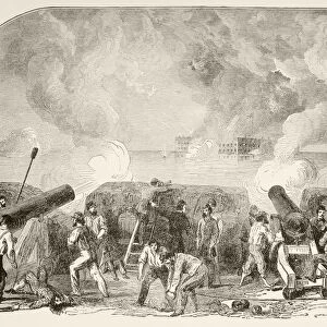The Attack On Fort Sumter, April 12 And 13, 1861, First Battle Of American Civil War. From A 19Th Century Illustration