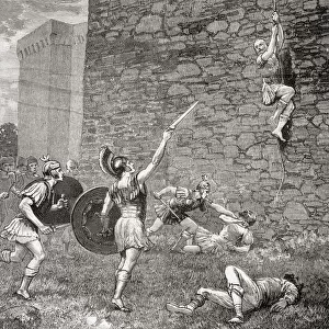 The attempted escape of Marius the Younger at Praeneste after his defeat at the Battle of Sacriporto, 82 BC. Gaius Marius "the Younger"aka Gaius Marius minor, c 110-82 BC. Roman republican general and politician. From Cassells Illustrated Universal History, published 1883