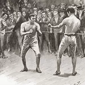 Bare-Knuckle Boxing In The 19Th Century. Aka Bare-Knuckle, Prizefighting, Or Fisticuffs, It Was The Original Form Of Boxing. From The Strand Magazine, Published 1896