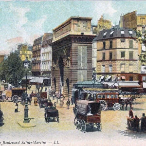 Boulevard Saint-Martin, Paris, France circa 1900. After a contemporary postcard