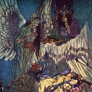 Camaralzaman And Badoura. Illustration By Charles Folkard From The Book The Arabian Nights Published 1917
