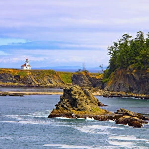 Cape Arago Lighthouse At Shore Acres State Park At Coos Bay; Charleston Oregon, United States of America