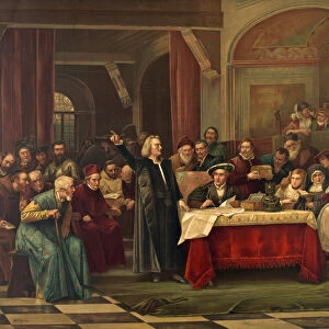 Christopher Columbus 1451-1506, At The Spanish Court Requesting Financial Support From Queen Isabella And King Ferdinand For His Trip To The New World