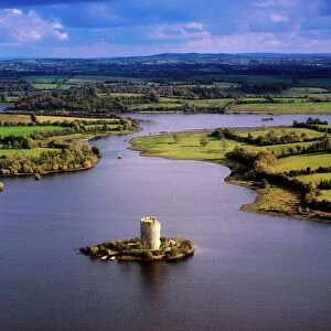 Cloughoughter Castle, Co Cavan, Ireland; Aerial View Of Lough Oughter And 13Th Century Castle Built On The Possible Site Of A Crannog