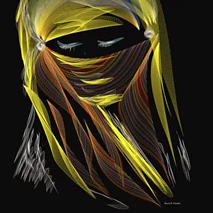 Computer Generated Image Of A Womans Eyes Peering From A Headscarf