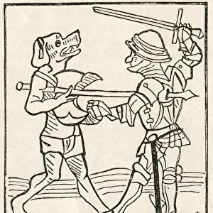 A Dog Headed Man, Cynocephali, Conquers A Macedonian Warrior. According To Legend The Soldiers Weapons Passed Harmlessly Through The Cynocephali. From The Strand Magazine Published 1897