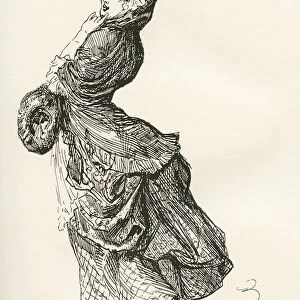 Dolly Varden. Illustration By Harry Furniss For The Charles Dickens Novel Barnaby Rudge, From The Testimonial Edition, Published 1910