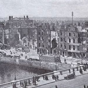 Dublin Ireland Easter Uprising 1916 Damage Caused By Fire At The Corner Of Sackville Street By The O connell Bridge From L Illustration Magazine 1916