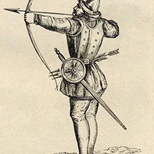 English Archer Shooting Longbow. From The Worlds Inhabitants By G. T. Bettany Published 1888