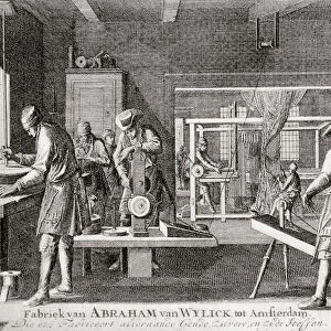The Factory Of Abraham Van Wylick Showing The Silk Industry In Amsterdam In The 17Th Century. From Geschiedenis Van Nederland, Published 1936