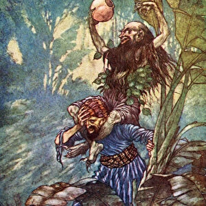 The Fifth Voyage Of Sinbad The Sailor. Illustration By Charles Folkard From The Book The Arabian Nights Published 1917