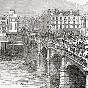 Glasgow Bridge, cossing the River Clyde, Glasgow, Scotland, seen here in the 19th century. From Picturesque Scotland Its Romantic Scenes and Historical Associations, published c. 1890