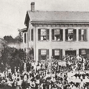 The Home Of Abraham Lincoln In Springfield, Illinois, During The 1860 Presidential Campaign. Abraham Lincoln, 1809