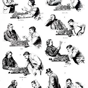 Illustration depicting a friendly game of chess, 19th century