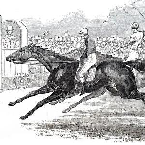 Illustration depicting a horse race, 19th century