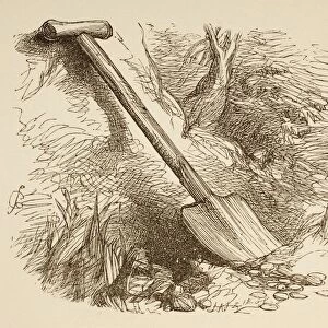 Illustration Of A Spade Dug Half Way Into The Ground, Bysir John Gilbert. From The Illustrated Library Shakspeare, Published London 1890