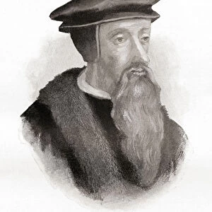 John Calvin, born Jehan Cauvin, 1509 - 1564. French theologian, pastor and reformer during the Protestant Reformation. From The International Library of Famous Literature, published c. 1900