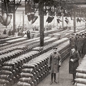 King George V And Viscount Chetwynd Visiting The Artillery Shell Factory At Chilwell On The 15th December 1916. The Factory Had Only Been Opened One Year And Had Sent 2, 468, 041 Shells To Allied Troops In France. From The War Memoirs Of David Lloyd George, Published 1933