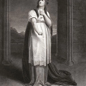Lady Macbeth. An engraving by James Parker after a painting by Richard Westall illustrating William Shakespeares play Macbeth, Act I, Scene V set in Macbeth┼¢s castle