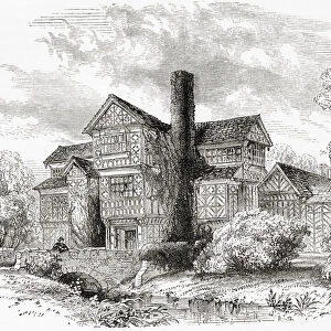 Little Moreton Hall, aka Old Moreton Hall, Congleton, Cheshire, England, seen here in the 19th century. From Picturesque England its Landmarks and Historic Haunts, published, 1891