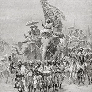 The Maharaja Of Baroda, India Riding An Elephant, In The 19Th Century. From El Mundo En La Mano, Published 1878