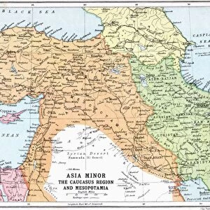 Map Of Asia Minor And Caucasus Region And Mesopotamia At Beginning Of First World War. From The Great World War A History Volume Iii, Published 1916