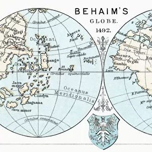 Martin BehaimA┼¢s Globe, 1492. From The Book Life Of Christopher Columbus By Clements R. Markham Published 1892