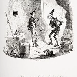 Nicholas Instructs Smike In The Art Of Acting. Illustration From The Charles Dickens Novel Nicholas Nickleby By H. K. Browne Known As Phiz
