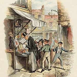 Oliver Amazed At The Dodgers Mode Of Going To Work. From The Book The Adventures Of Oliver Twist By Charles Dickens, With Illustrations By G. Cruikshank. Published By Chapman And Hall, London 1901
