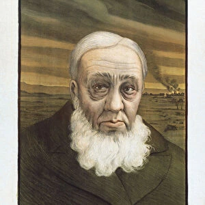 Paul Kruger, 1825 - 1904. Fullname, Stephanus Johannes Paulus Kruger, 1825 - 1904. 3rd President of the South African Republic. After a print by French artist Paul Berthon, 1872 - 1934