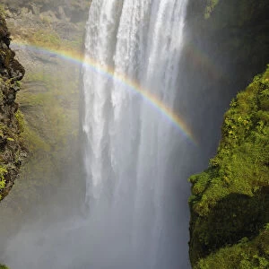 Rainbow Over Skogafoss Waterfall, Skogar, South Iceland, Iceland