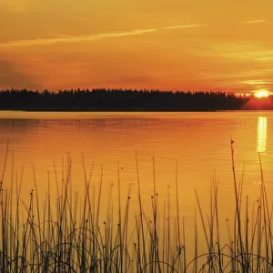 Sunset On Anglin Lake In Prince Albert National Park; Saskatchewan, Canada